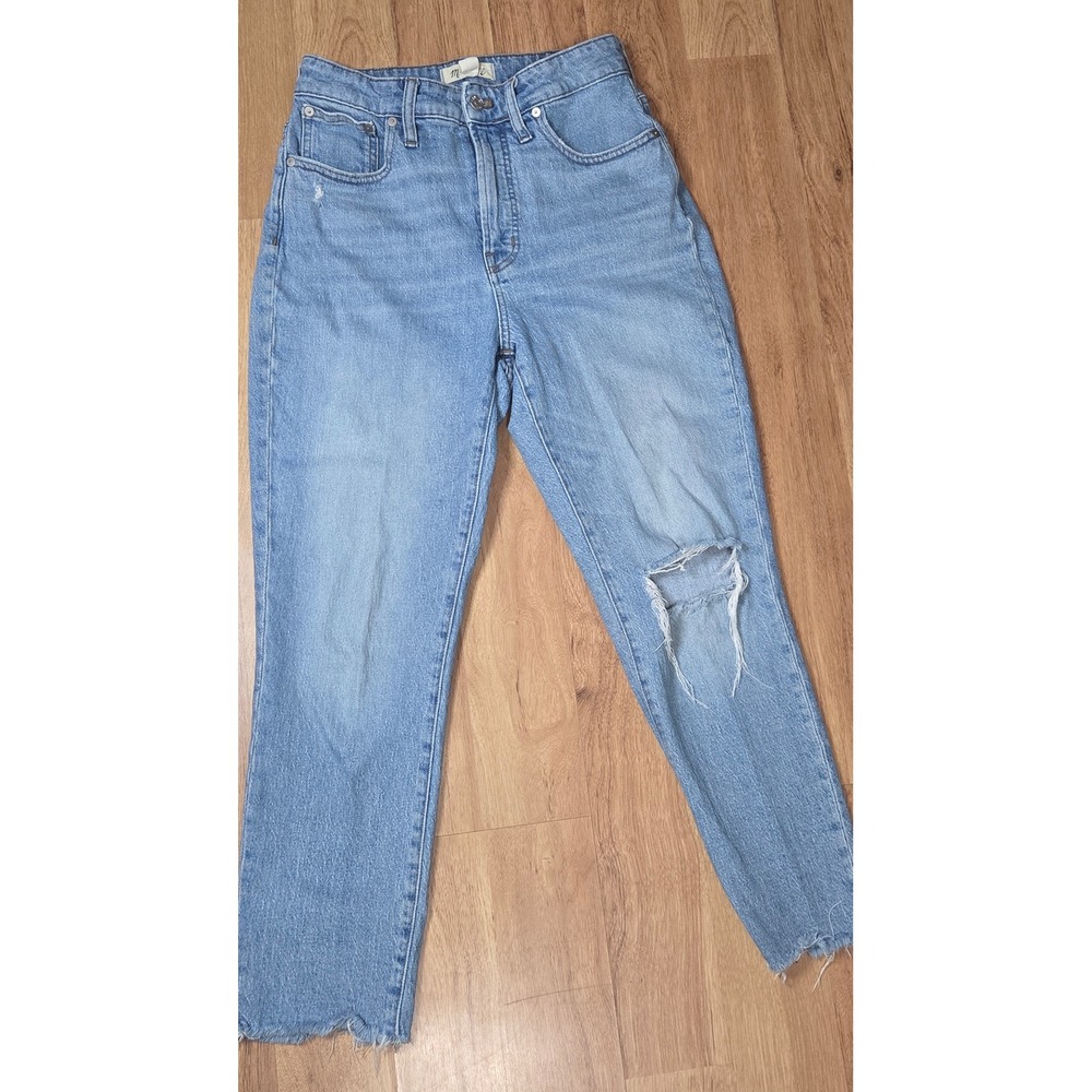 Madewell Curvy Perfect Vintage Jean Light Wash Distressed Button Fly 28 DM5773
